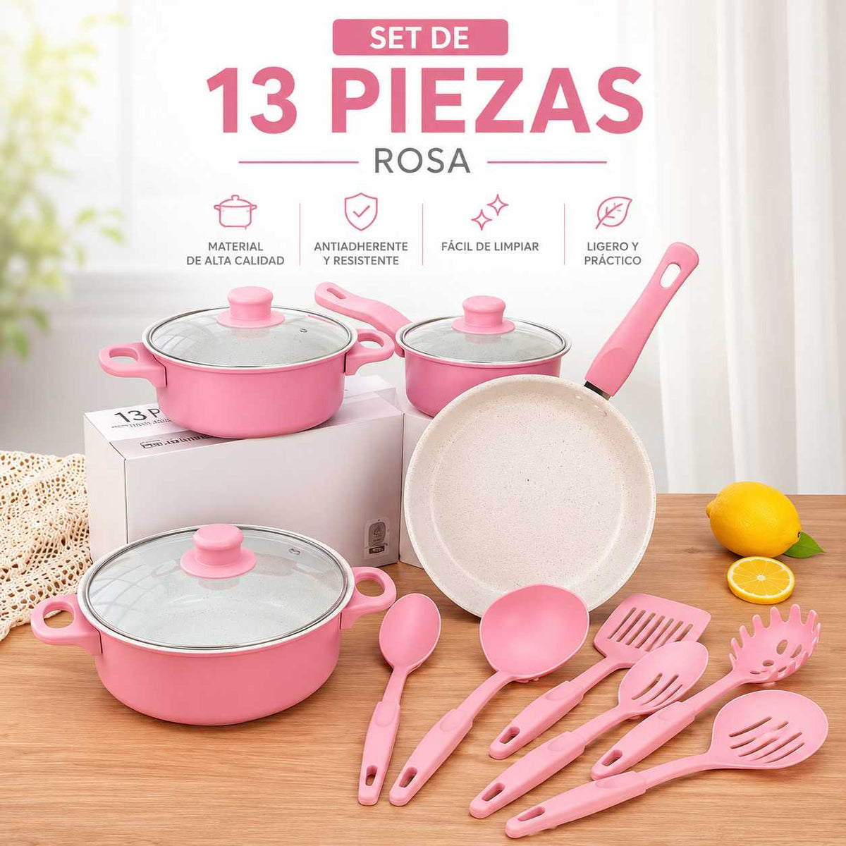 Ollas Top cocina ROSA x13