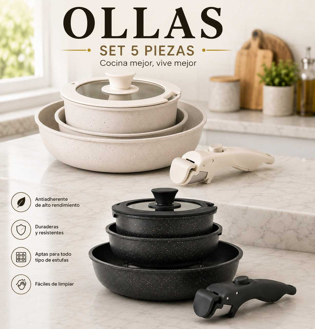 Set Ollas Con Mango Desmontable Donnor