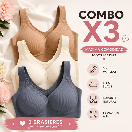 Combo X3 Brasieres Sin Varilla
