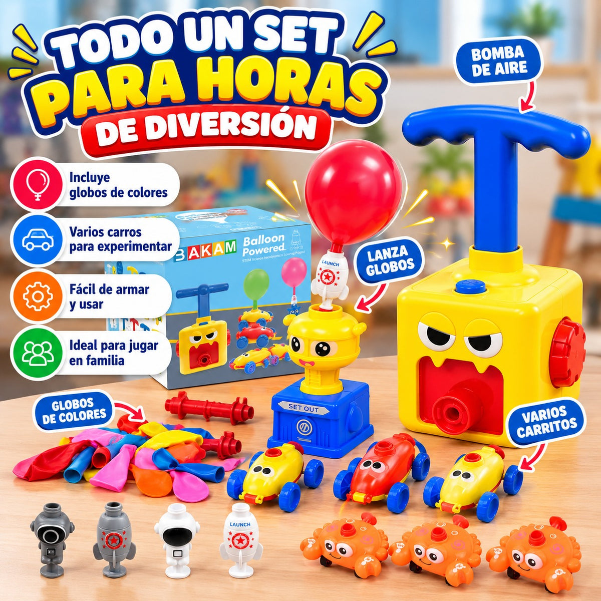 Kit de juguetes impulsados por globos